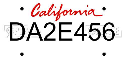 DA2E456 California License Plate