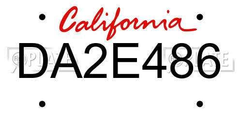 DA2E486 California License Plate