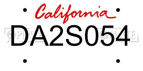 DA2S054 California License Plate