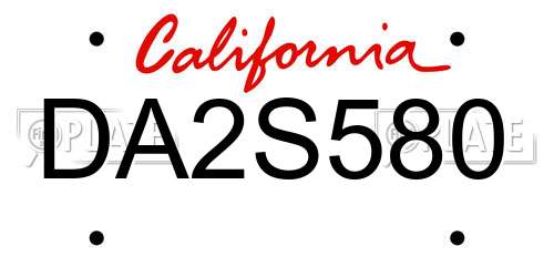 DA2S580 California License Plate