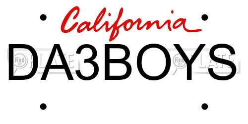 DA3BOYS California License Plate