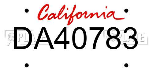 DA40783 California License Plate
