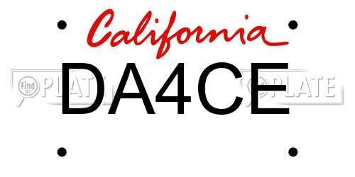 DA4CE California License Plate