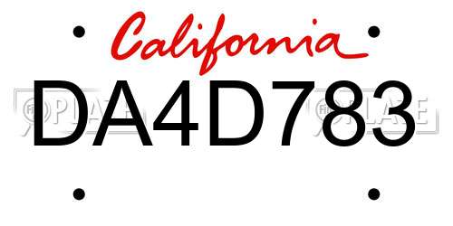 DA4D783 California License Plate