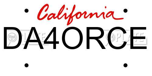 DA4ORCE California License Plate