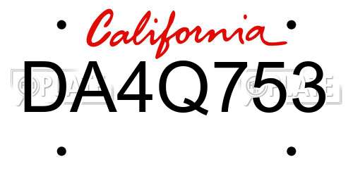 DA4Q753 California License Plate