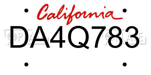 DA4Q783 California License Plate