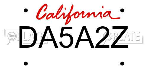DA5A2Z California License Plate