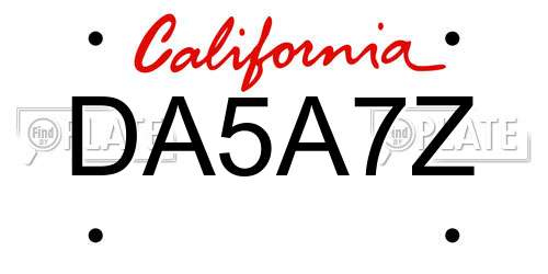 DA5A7Z California License Plate