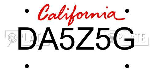 DA5Z5G California License Plate