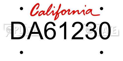 DA61230 California License Plate