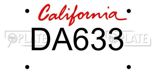 DA633 California License Plate