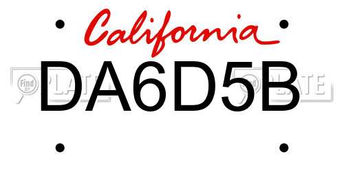DA6D5B California License Plate