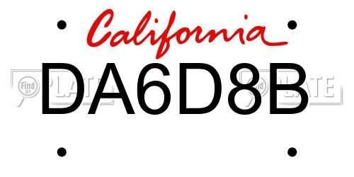 DA6D8B California License Plate