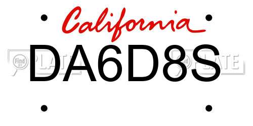 DA6D8S California License Plate