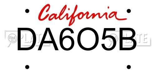 DA6O5B California License Plate