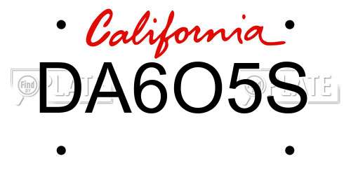 DA6O5S California License Plate