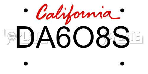 DA6O8S California License Plate
