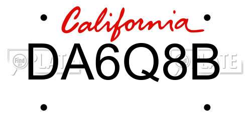 DA6Q8B California License Plate