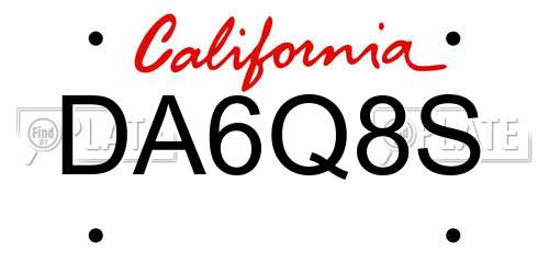 DA6Q8S California License Plate