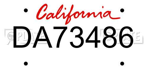 DA73486 California License Plate