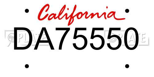 DA75550 California License Plate