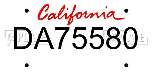 DA75580 California License Plate