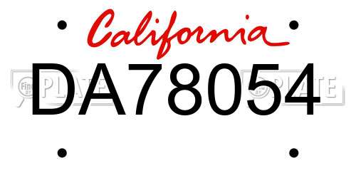 DA78054 California License Plate