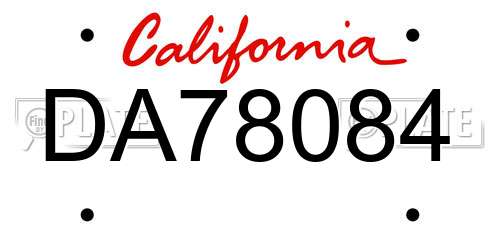 DA78084 California License Plate
