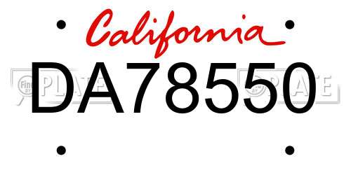 DA78550 California License Plate