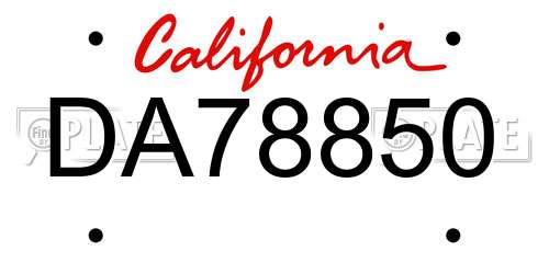 DA78850 California License Plate