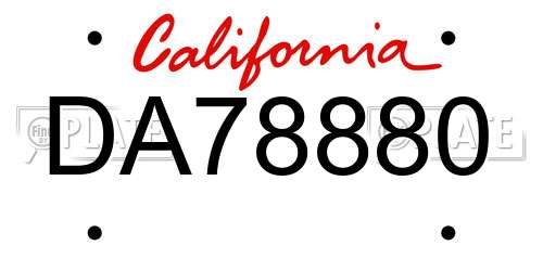 DA78880 California License Plate