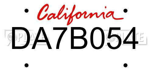 DA7B054 California License Plate