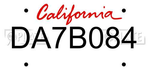 DA7B084 California License Plate