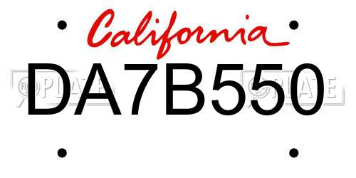 DA7B550 California License Plate