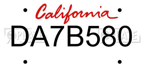 DA7B580 California License Plate