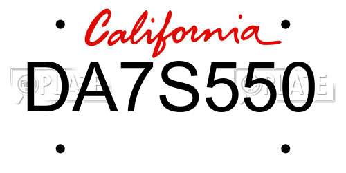 DA7S550 California License Plate