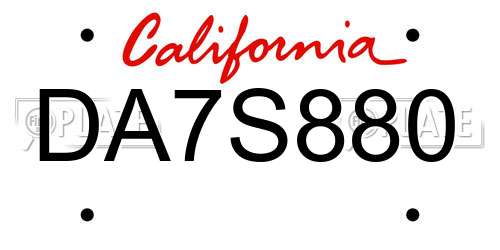 DA7S880 California License Plate