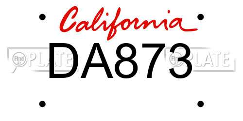 DA873 California License Plate