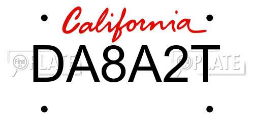 DA8A2T California License Plate
