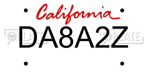 DA8A2Z California License Plate