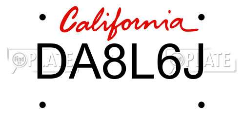 DA8L6J California License Plate
