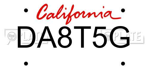 DA8T5G California License Plate