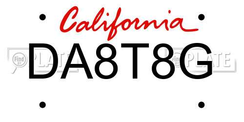DA8T8G California License Plate