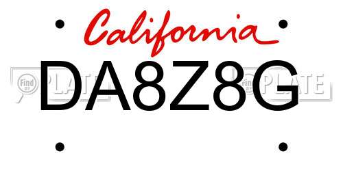 DA8Z8G California License Plate