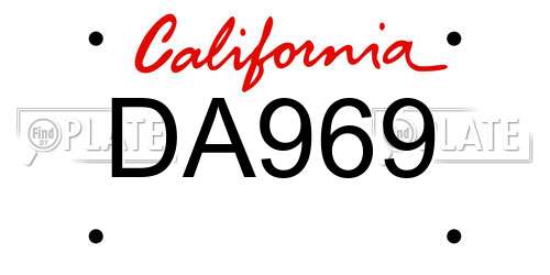 DA969 California License Plate