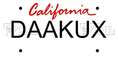 DAAKUX California License Plate