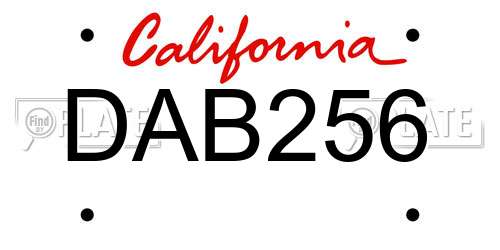 DAB256 California License Plate