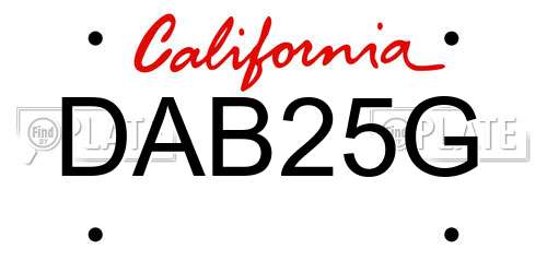 DAB25G California License Plate