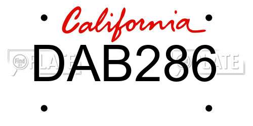 DAB286 California License Plate